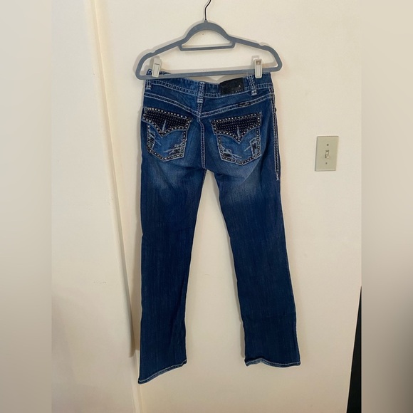 ROCK AND ROLL COWGIRL WOMENS STUDDED LOW RISE JEANS SIZE 30 X 34 - Picture 1 of 9
